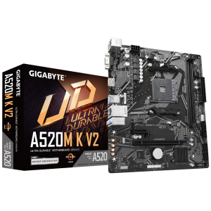Gigabyte A520M K V2 - 1.0 - placa base - micro ATX - Socket AM4 - AMD A520 Chipset - USB 3.2 Gen 1 - Gigabit LAN - Tarjeta gráfica (CPU necesaria) - HD Audio (8-canales)
