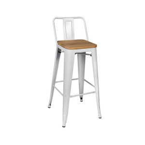 Silla Alta Tolix Blanca C/asiento De Madera