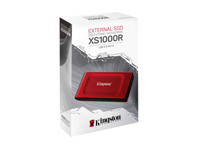 Kingston XS1000 - SSD - 2 TB - externo (portátil) - USB 3.2 Gen 2 (USB-C conector) - rojo
