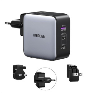 Cargador De Pared Ugreen 65w Usb + Usb-c x 2 Negro