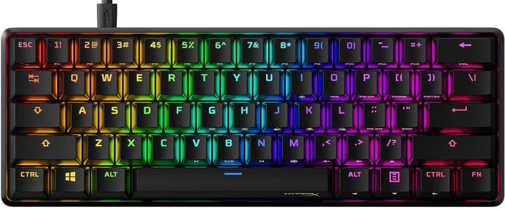HyperX Alloy Origins 60 - Teclado - retroiluminación - USB-C - QWERTY - EE. UU. - interruptor: HyperX Red - negro