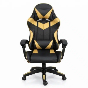 Silla Gamer ergonómica con masajes negra y dorada