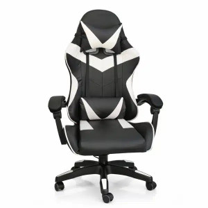 Silla Gamer ergonómica con masajes negra y blanca
