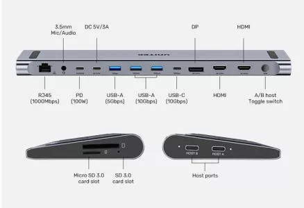 HUB USB-C Unitek 15 en 1 4K