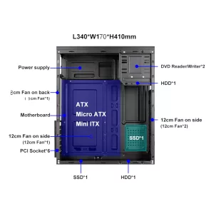 Gabinete Combo Atx Coolmax H6 700W Mouse y Teclado