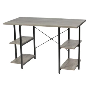 Escritorio 4 Estantes Negro/Cemento