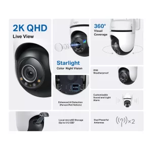 Cámara De Seguridad Tp-Link Tapo C520ws Exterior Visión Nocturna 2K 360°