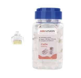 Conectores Hikvision RJ45 Cat5e 15U x 100 unidades