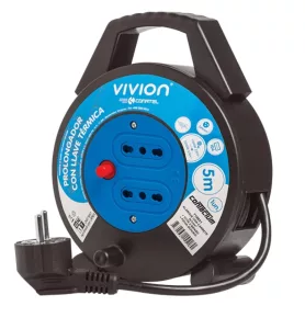 Alargue carrete 5 metros 2xbipaso a ficha Schuko Conatel