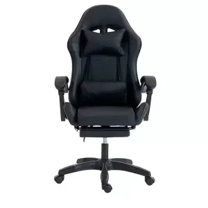 Silla Gamer ergonómica con masajes y apoyapies negra