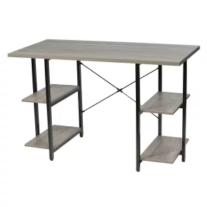 Escritorio 4 Estantes Negro/Cemento