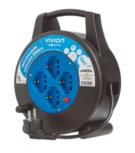 Alargue carrete 10 metros 4xSchuko a ficha Schuko Conatel