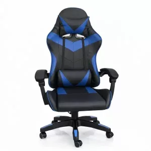 Silla Gamer ergonómica con masajes negra y azul