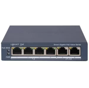 Switch PoE Hikvision 6 puertos gigabit 45w admin.