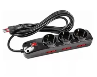 Alargue 3 metros 3xSchuko 6x3L a ficha 3L Conatel negro