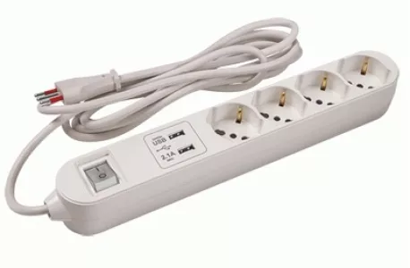 Alargue 3 metros 4xSchuko (3L) a ficha 3L + 2xUSB Conatel