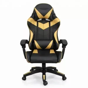 Silla Gamer ergonómica con masajes negra y dorada
