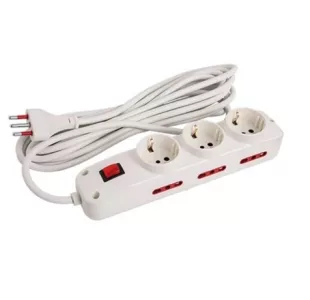 Alargue 10 metros 3xSchuko 6x3L a ficha 3L Conatel