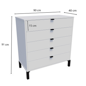 Cómoda Marden de 5 cajones Vertical/ Blanco