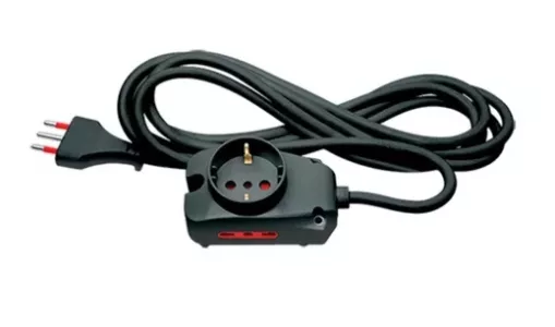 Alargue 3 metros 1xSchuko + 2x3L a ficha 3L Conatel negro