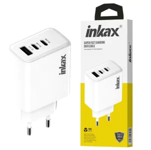 Cargador Inkax USB-A + 2xUSB-C 40W blanco