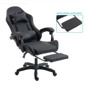 Silla Gamer ergonómica con masajes y apoyapies negra