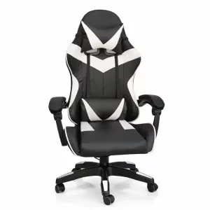 Silla Gamer ergonómica con masajes negra y blanca