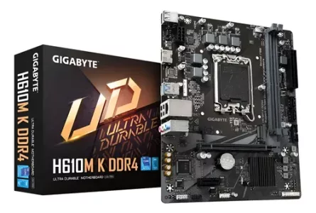 Gigabyte H610M K DDR4 - 1.0 - placa base - micro ATX - Socket LGA1700 - H610 Chipset - USB 3.2 Gen 1 - Gigabit LAN - Tarjeta gráfica (CPU necesaria) - HD Audio (8-canales)
