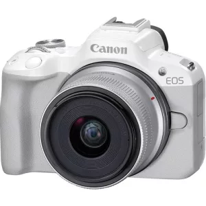 Camara Canon R50 Mirrorless + Lente 18-45mm blanca