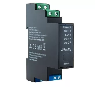 Relé Shelly Pro 2PM Dual Medición de Consumo DIN