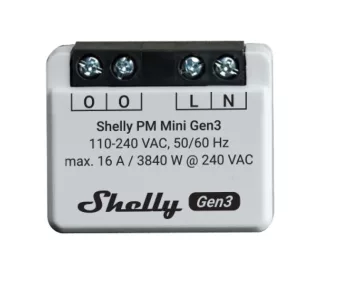 Relé Shelly Mini 1PM GEN3 Wi-Fi Medición de Consumo 16A