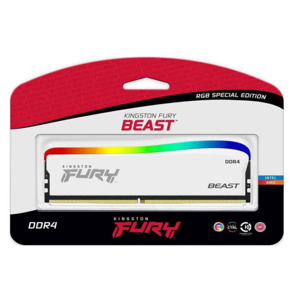 Memoria Ram Kingston Fury 8GB DDR4 Blanca RGB - Imagen 2